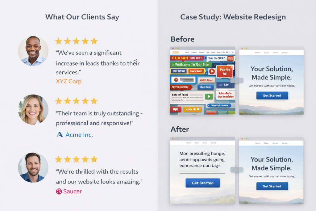 customer testimonials and case studies for lead generation website