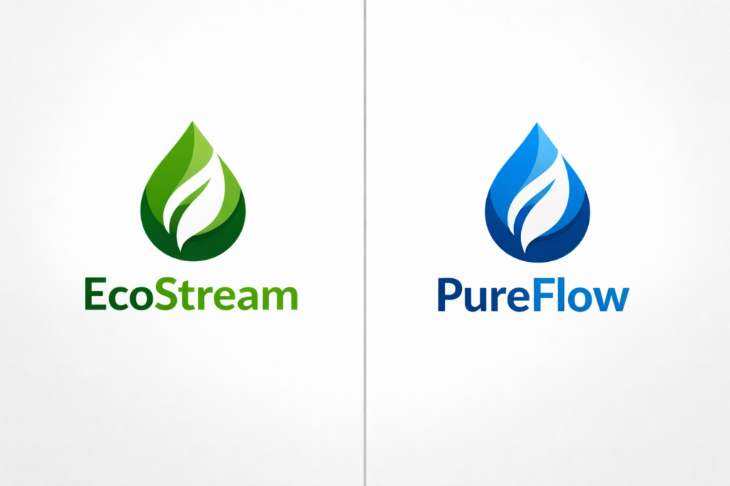Two similar AI-generated logos showing the risk of non-unique logo design for small businesses