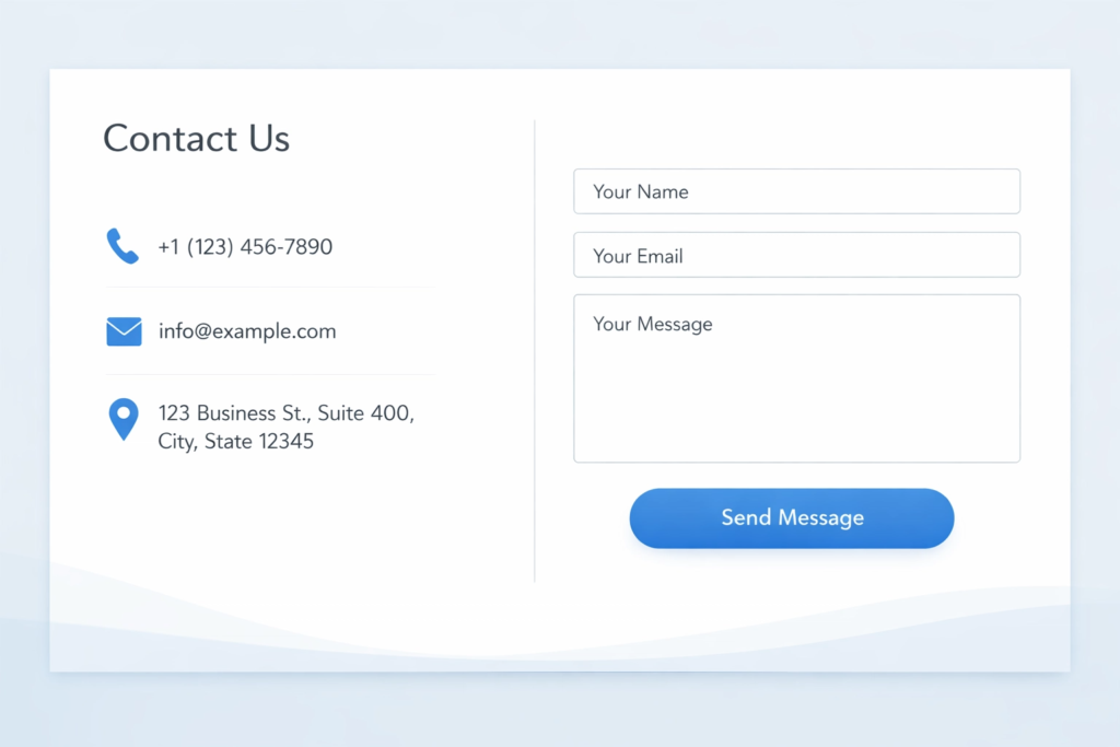 Website contact page with clear phone number and business email to build trust