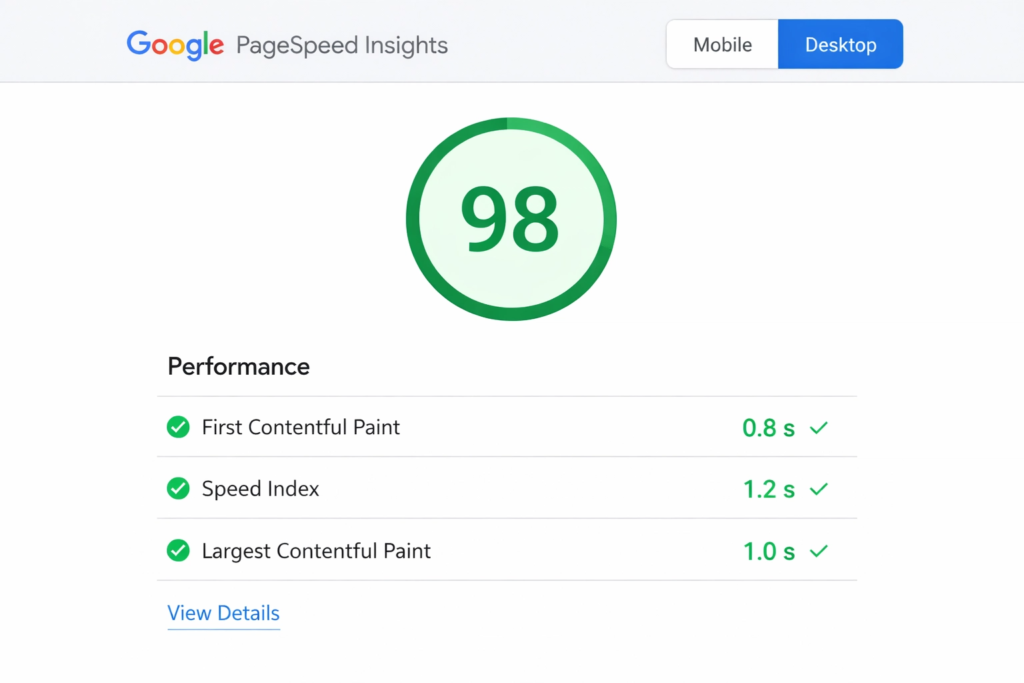 Fast website performance helping business get found on Google