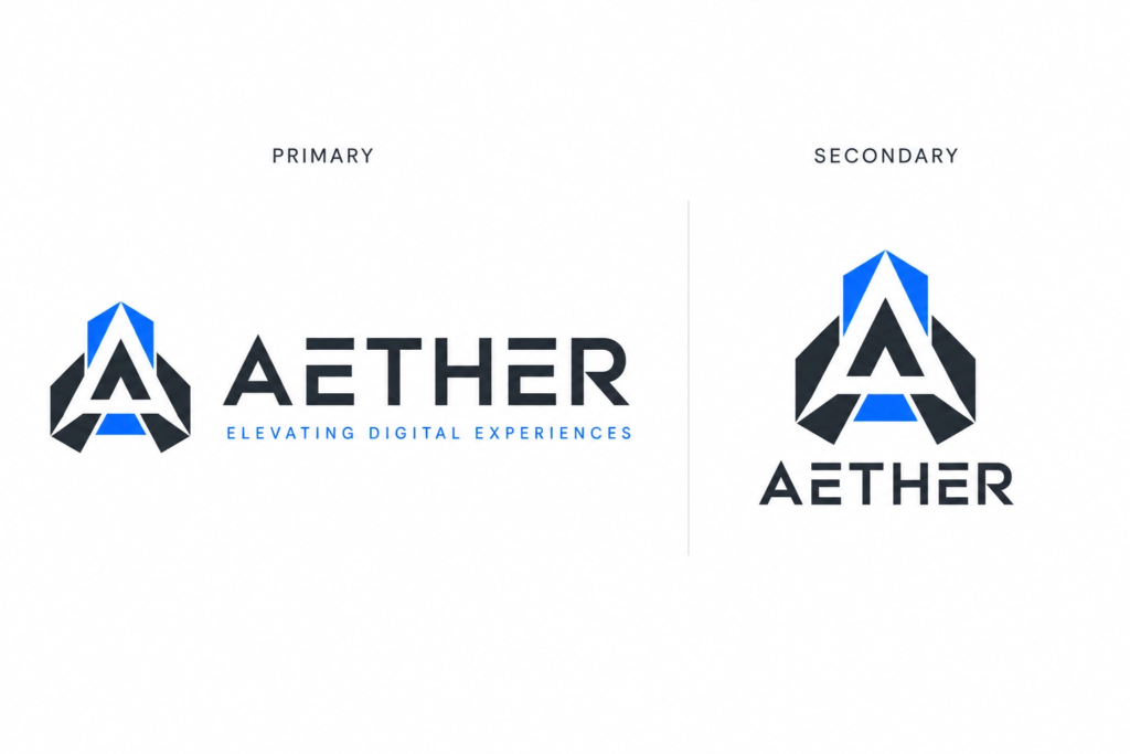Primary vs secondary logo comparison showing full logo versus simplified version