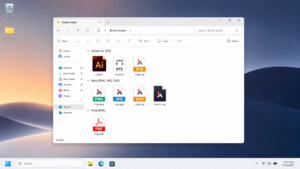 Organised logo file formats including SVG PNG EPS AI and PDF