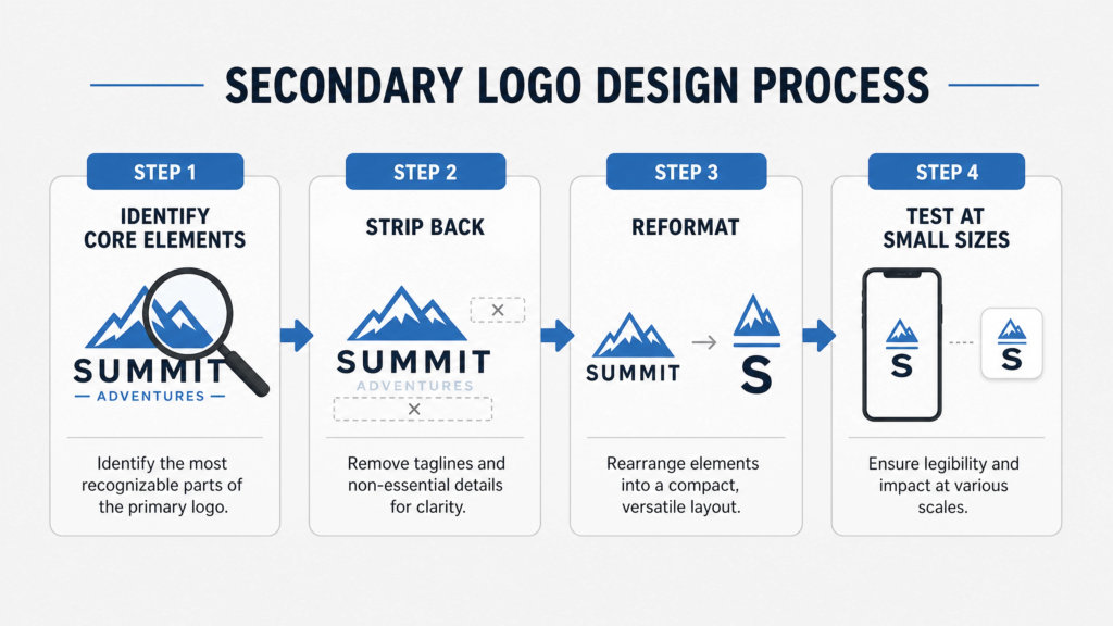 Four step process for designing a secondary logo for a consistent brand identity