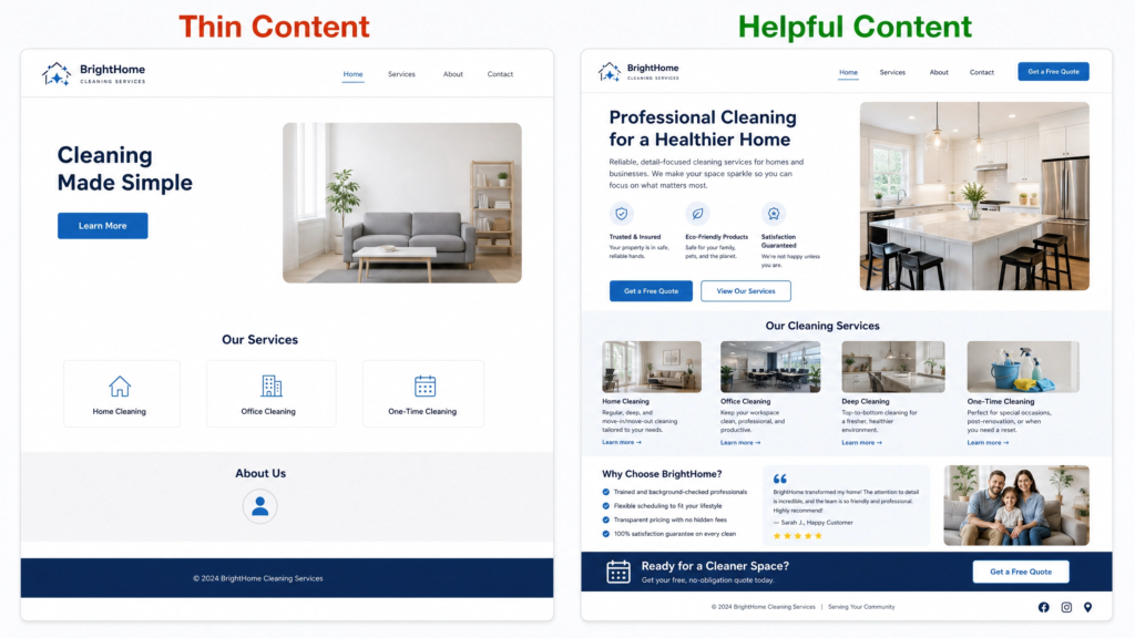 Website content improvement for better Google ranking